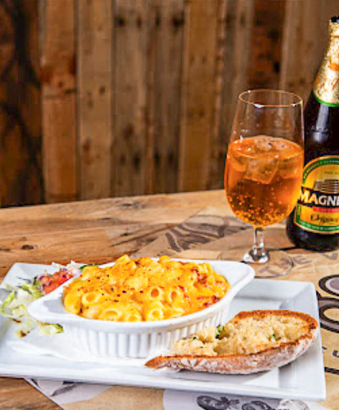  pasta with bread and drink in a plate served at The Village Fish Bar Neilston